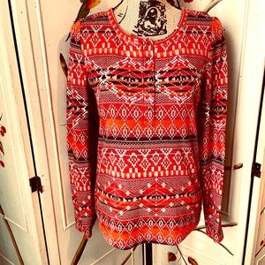 Lucky Brand Aztec Top Size Medium great with Jeans